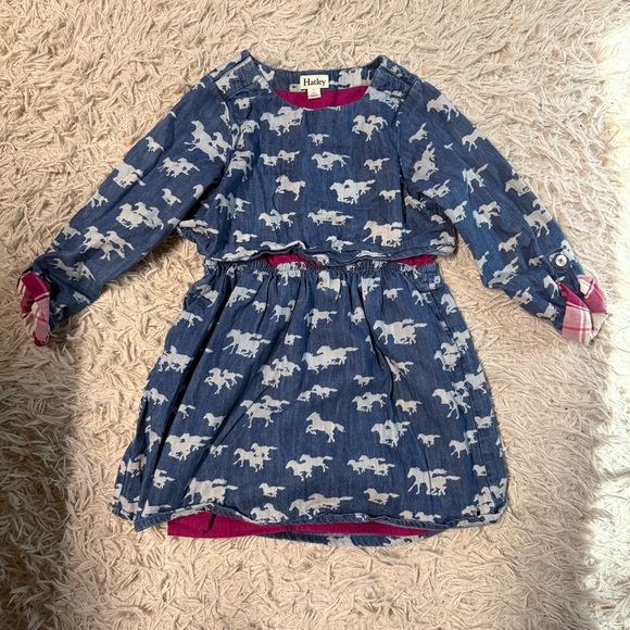 Girl’s Size 8 Hatley Blue Horse Pattern Dress. Good Condition. - Picture 1 of 4